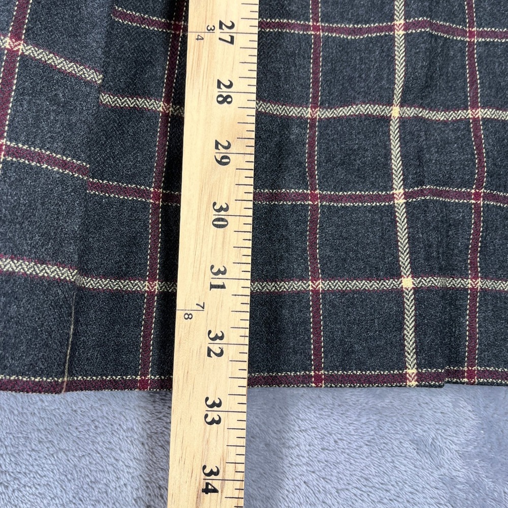 Vintage 90s Jos A Bank 12 Plaid Wool Pleated Skirt Dark Academia Preppy Midi - Picture 5 of 7